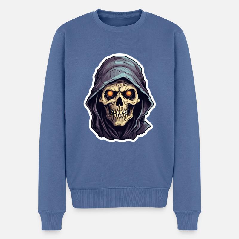 Crâne de mort Halloween - Pull Premium bio Homme - bleu pigeon