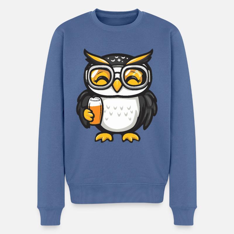 Eule Apres Ski Bier - Männer Premium Bio Pullover - Taubenblau