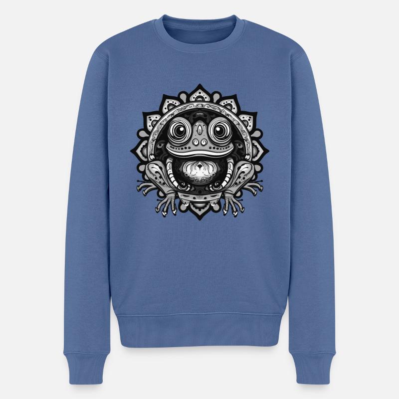 Frosch Porträt Tier - Männer Premium Bio Pullover - Taubenblau