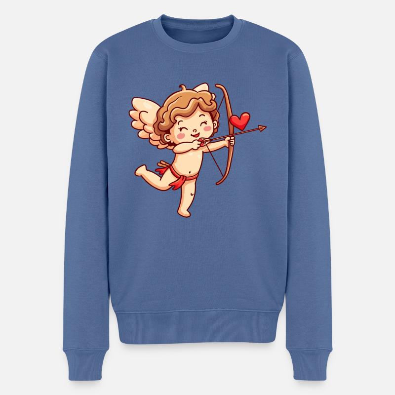 Engel Valentinstag Verliebt Cupid - Männer Premium Bio Pullover - Taubenblau