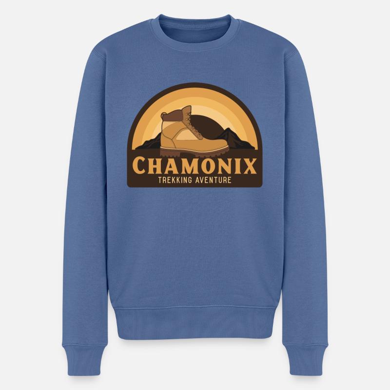 Trekking Abenteuer Chamonix - Männer Premium Bio Pullover - Taubenblau