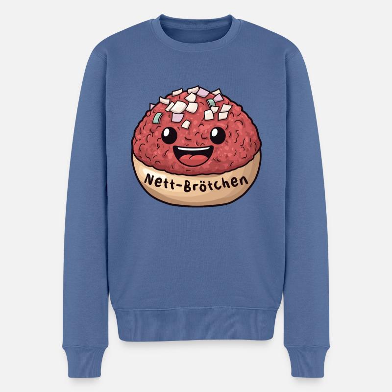 Nett-Brötchen | Mett | Comic - Männer Premium Bio Pullover - Taubenblau