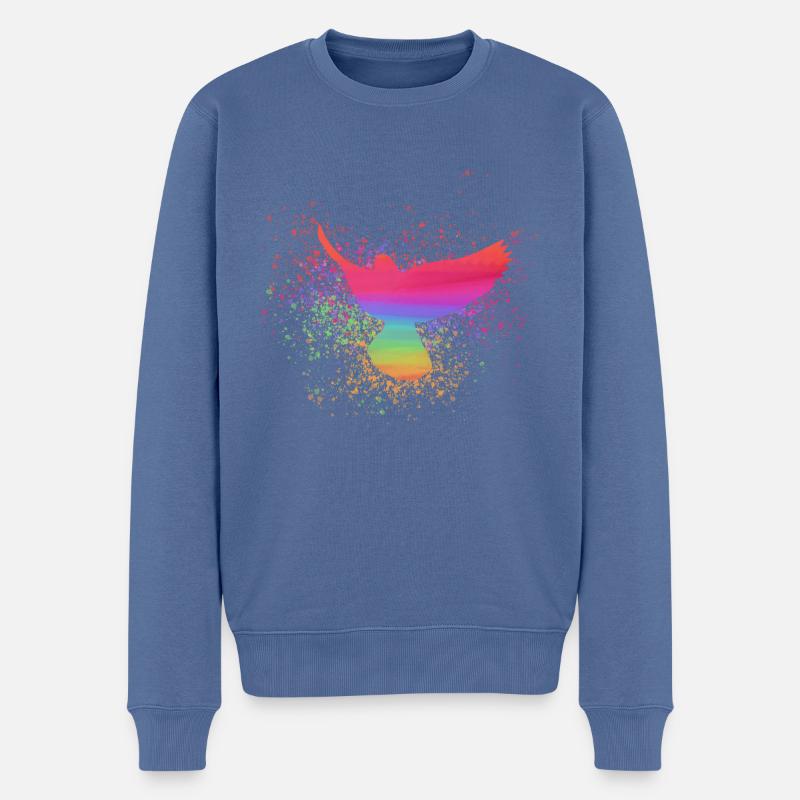 sourd coloré, sourd, oiseau, aquarelle, graffiti - Pull Premium bio Homme - bleu pigeon