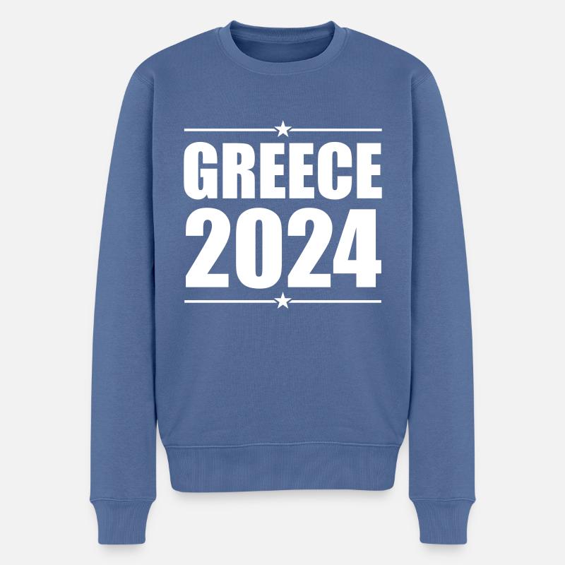 Grèce 2024 - Pull Premium bio Homme - bleu pigeon