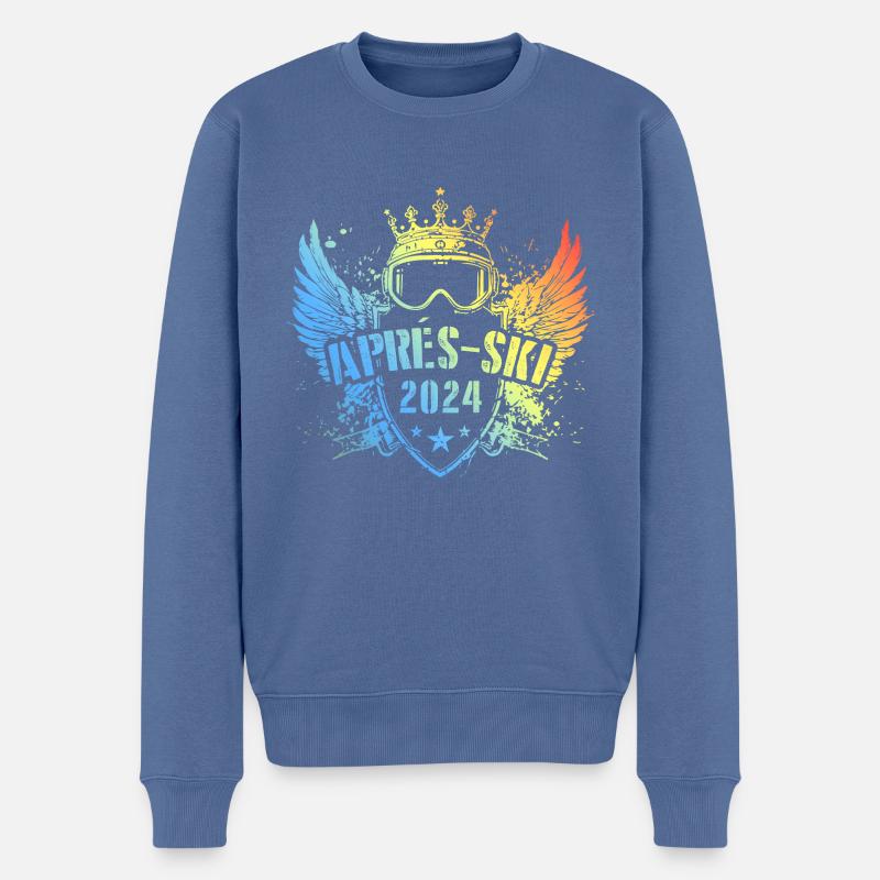 Apres Ski 2024 Spruch Bunt - Männer Premium Bio Pullover - Taubenblau