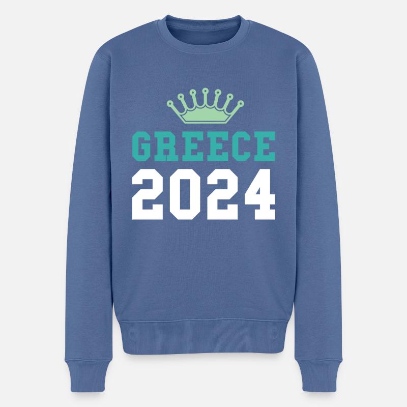 Grèce 2024 Krona - Pull Premium bio Homme - bleu pigeon