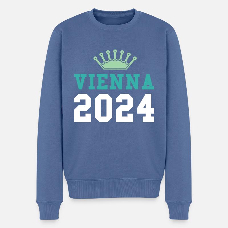 Vienne 2024 Wien Krone - Pull Premium bio Homme - bleu pigeon