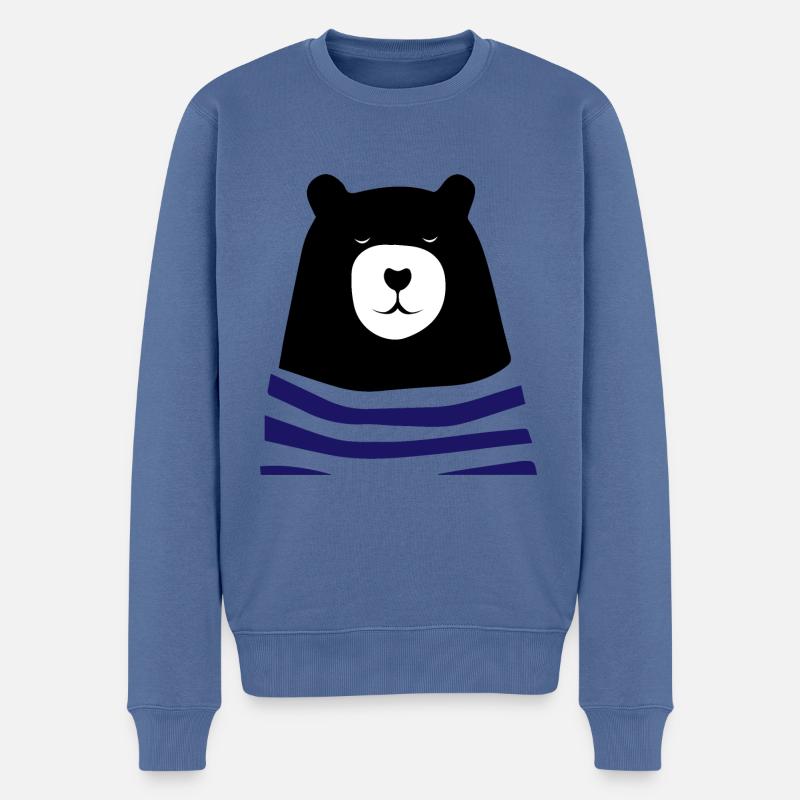 Bär in Pulli - Männer Premium Bio Pullover - Taubenblau