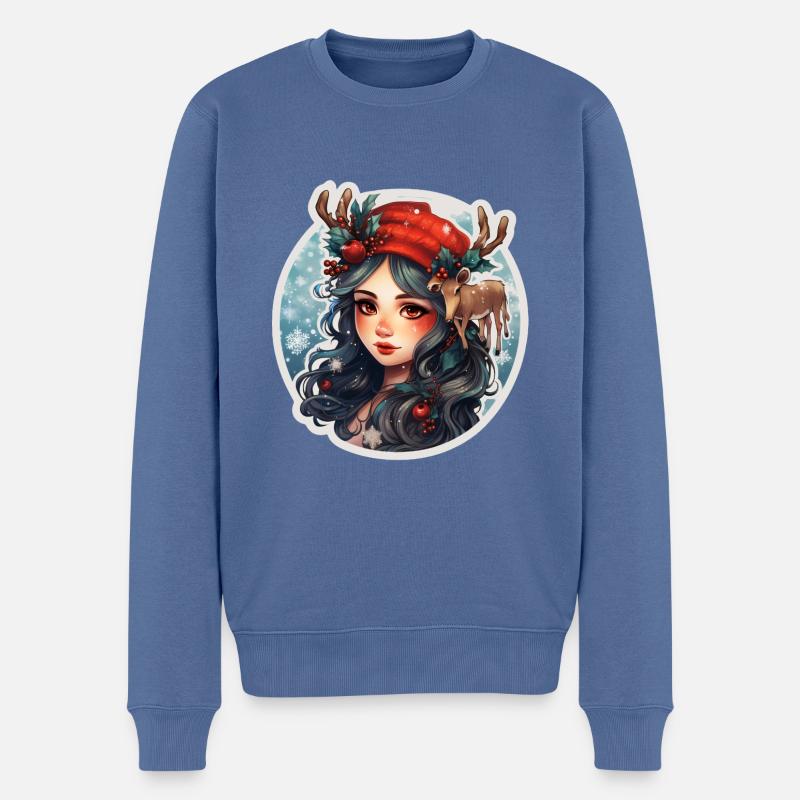 Fille de Noël - Pull Premium bio Homme - bleu pigeon