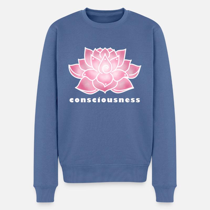 Lotus, Bewusstsein - Männer Premium Bio Pullover - Taubenblau