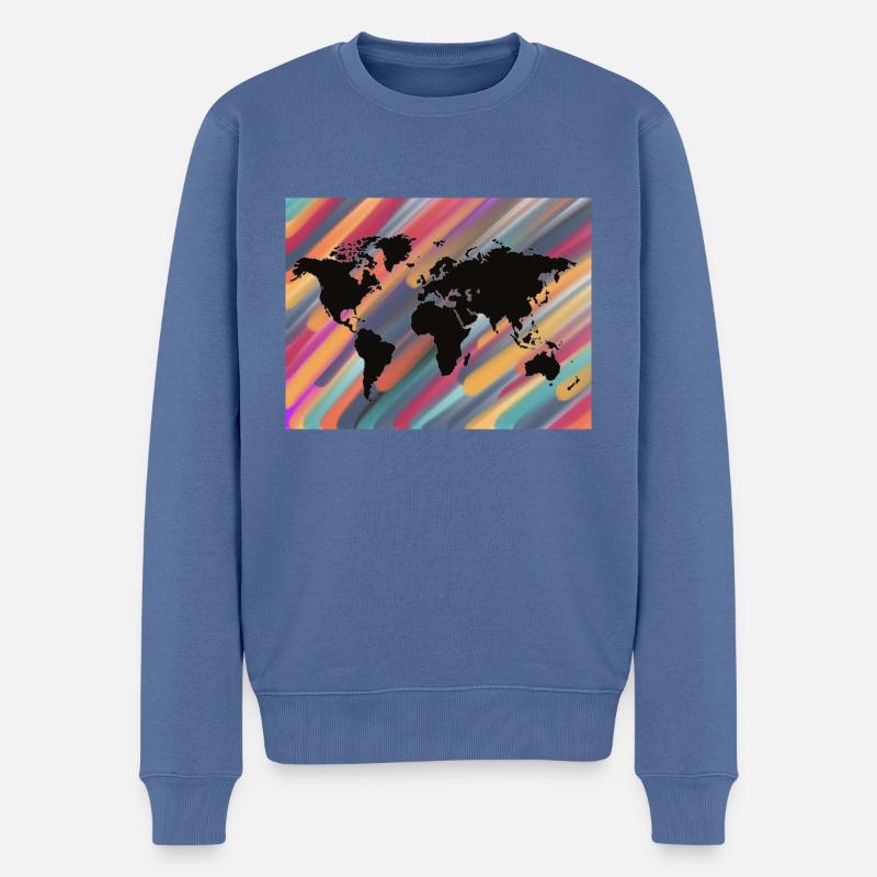 Weltkarte bunter Hintergrund abstrakt - Männer Premium Bio Pullover - Taubenblau