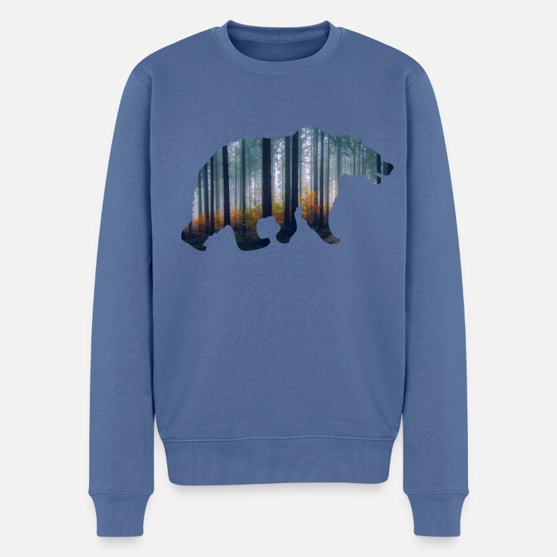 Bear Nature Forest Forest Dwellers Forests Idée cadeau - Pull Premium bio Homme - bleu pigeon