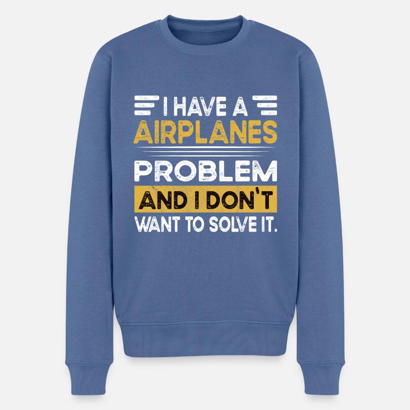 L’avion, c’est mon hobby - Pull Premium bio Homme - bleu pigeon