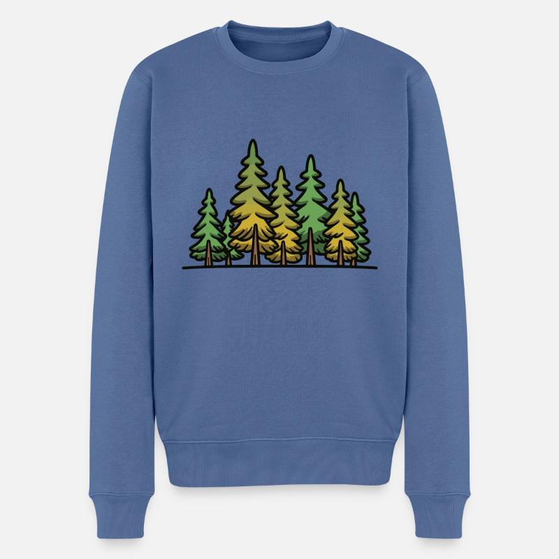 Wald Bäume - Männer Premium Bio Pullover - Taubenblau