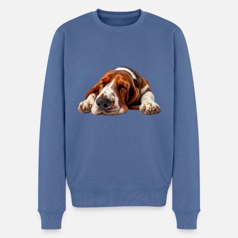 Basset Hound - Männer Premium Bio Pullover - Taubenblau