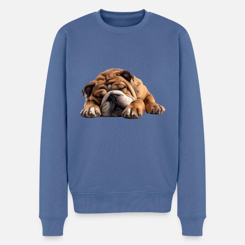 Bulldog - Männer Premium Bio Pullover - Taubenblau