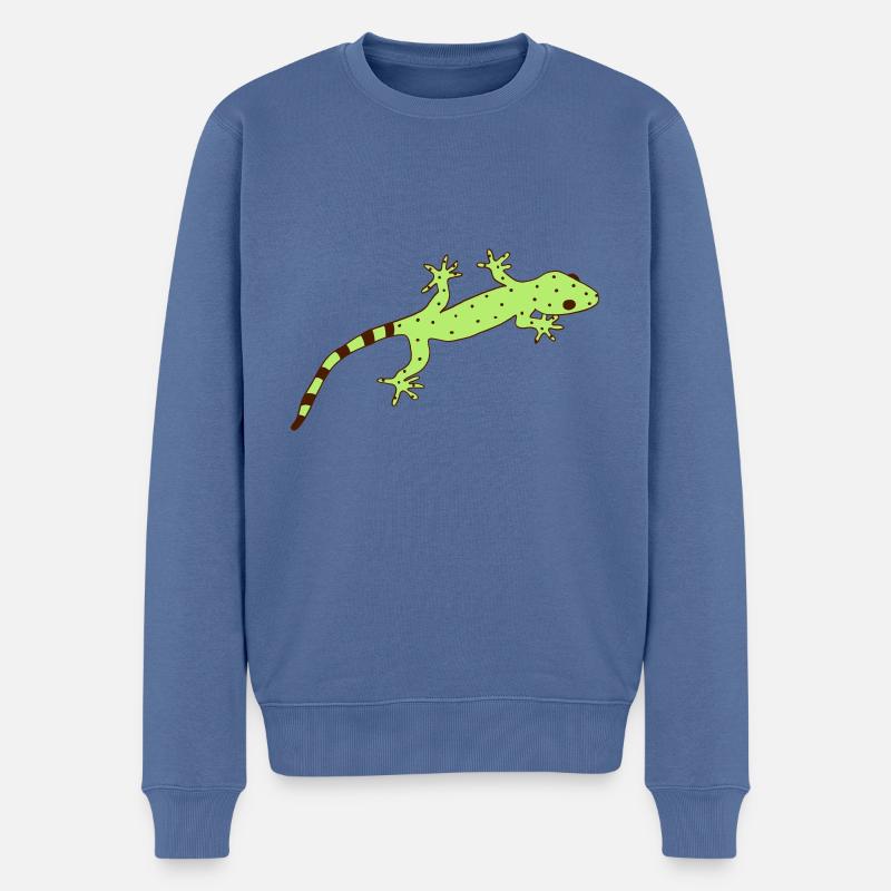 gestreifter Gecko - Männer Premium Bio Pullover - Taubenblau