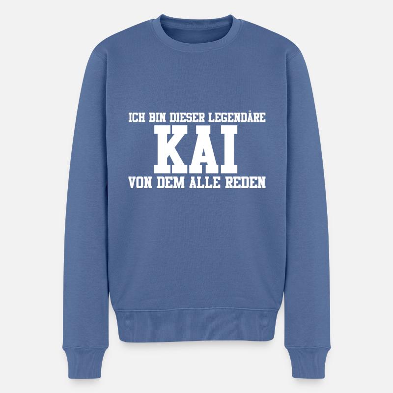 Kai Name Design - Männer Premium Bio Pullover - Taubenblau