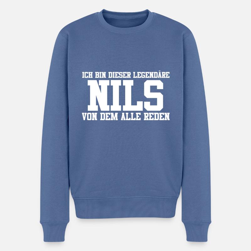 Nils Name Design - Männer Premium Bio Pullover - Taubenblau