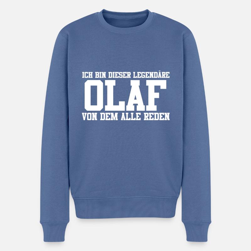 Olaf Name Design - Männer Premium Bio Pullover - Taubenblau