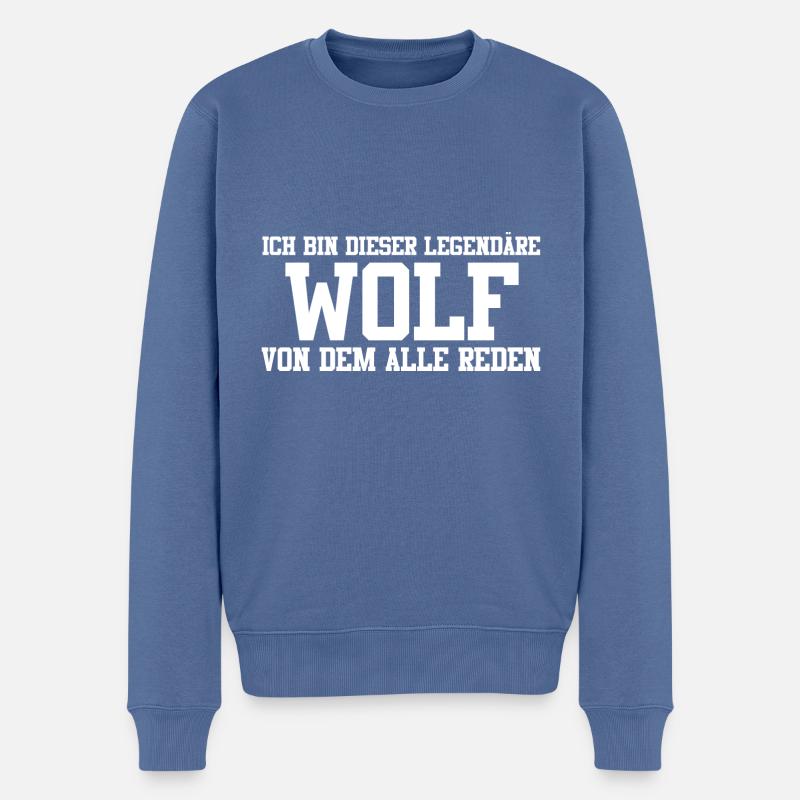 Wolf Name Design - Männer Premium Bio Pullover - Taubenblau