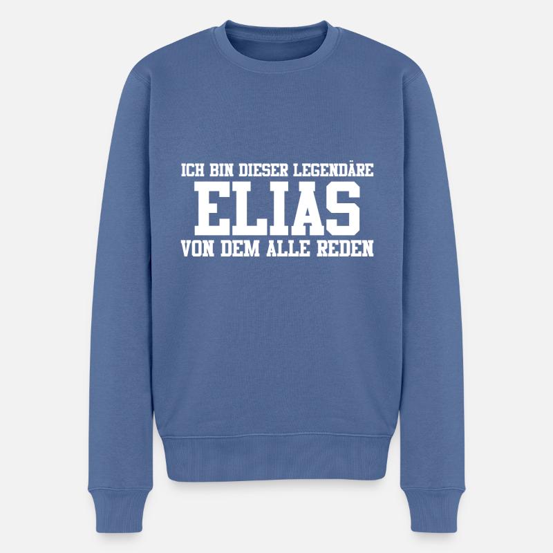 Elias Name Design - Männer Premium Bio Pullover - Taubenblau