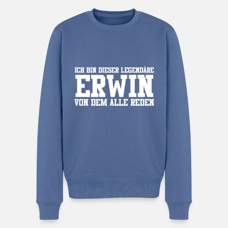 Erwin Name Design - Männer Premium Bio Pullover - Taubenblau