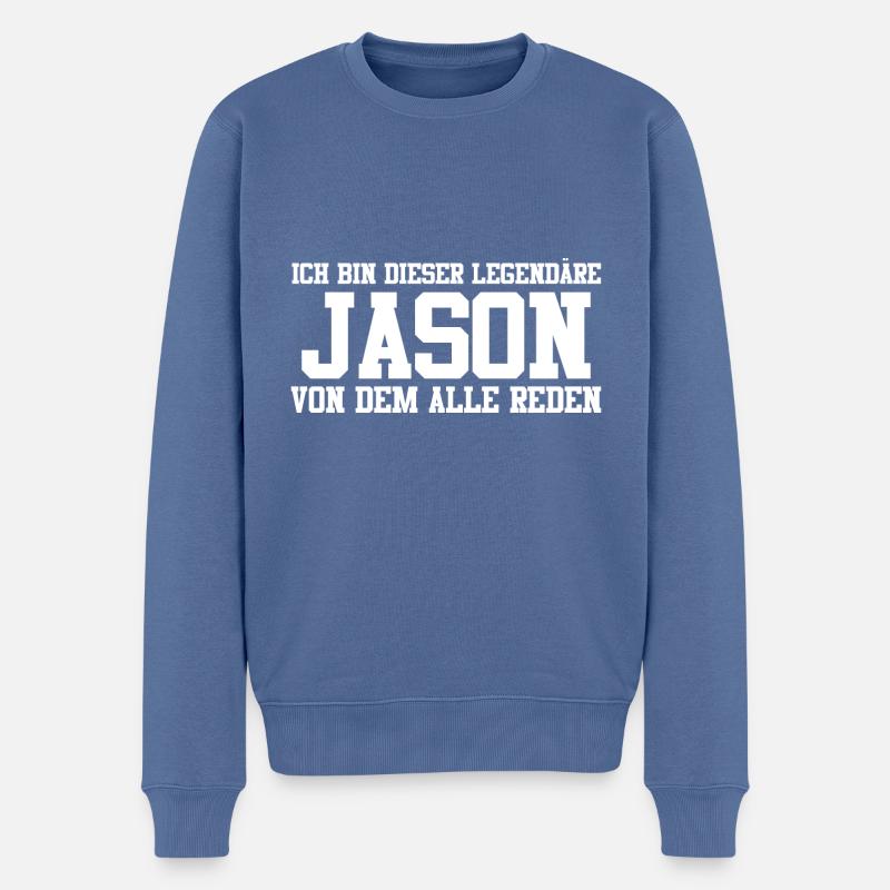 Jason Name Design - Männer Premium Bio Pullover - Taubenblau