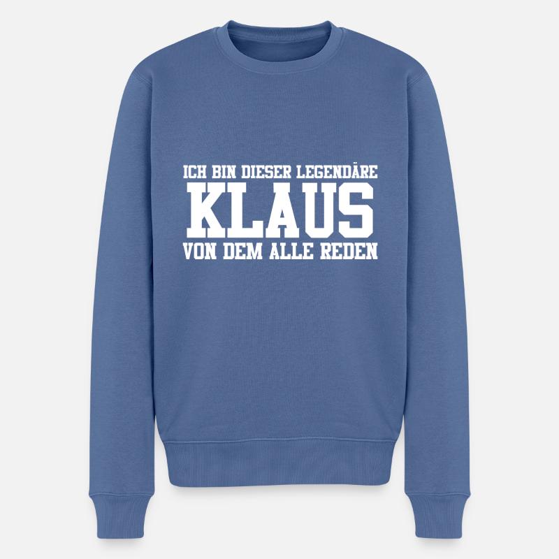 Klaus Name Design - Männer Premium Bio Pullover - Taubenblau