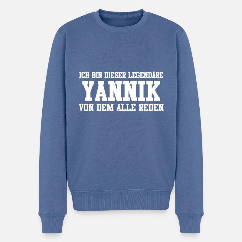 Yannik Name Design - Männer Premium Bio Pullover - Taubenblau