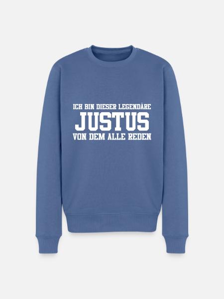 Justus Name Design - Männer Premium Bio Pullover - Taubenblau