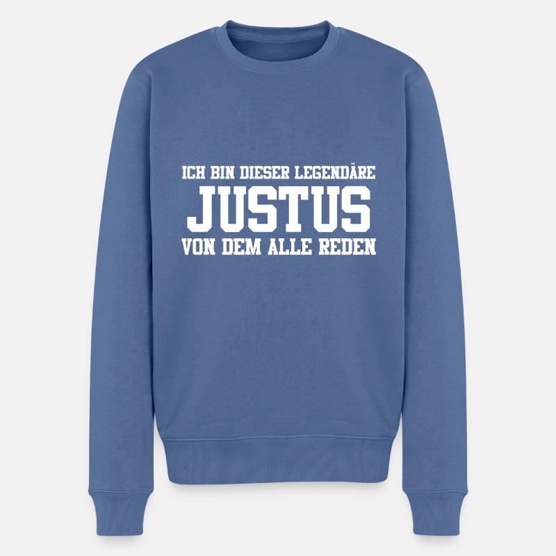 Justus Name Design - Männer Premium Bio Pullover - Taubenblau