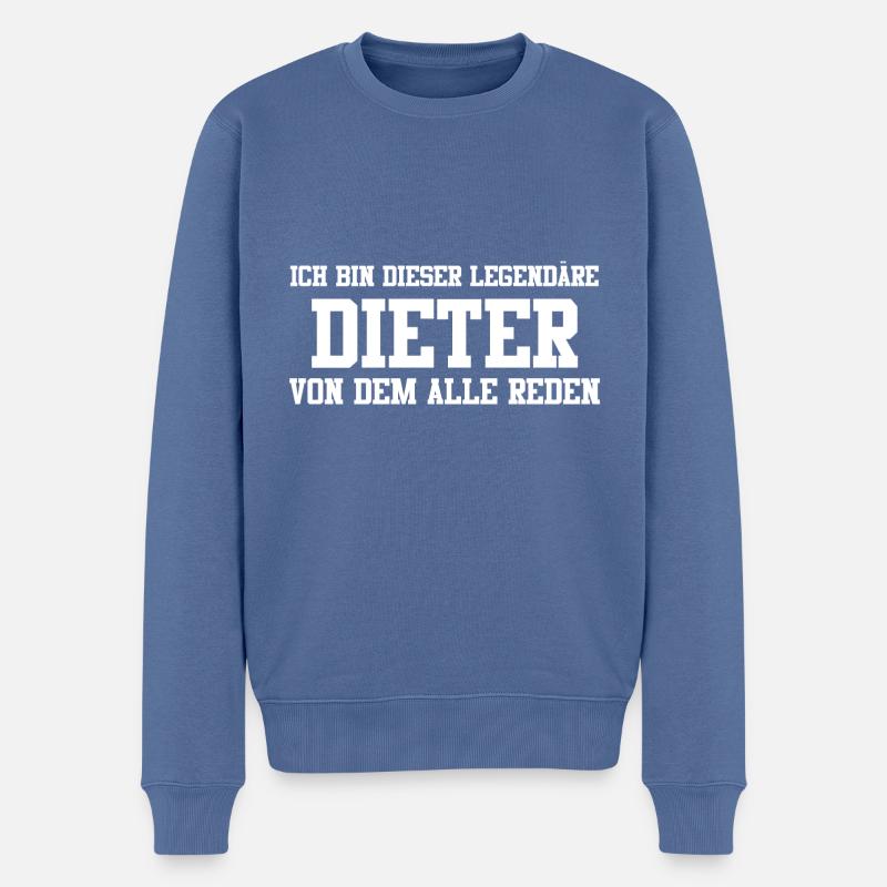 Dieter Name Design - Männer Premium Bio Pullover - Taubenblau