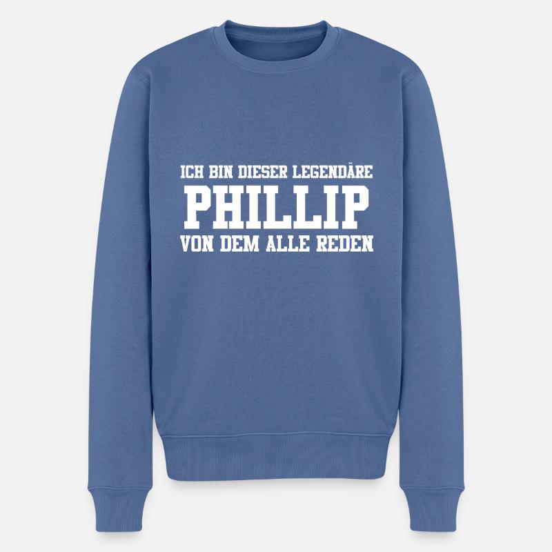 Phillip Name Design - Männer Premium Bio Pullover - Taubenblau