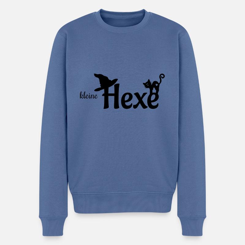 Kleine Hexe Katze und Hut - Männer Premium Bio Pullover - Taubenblau