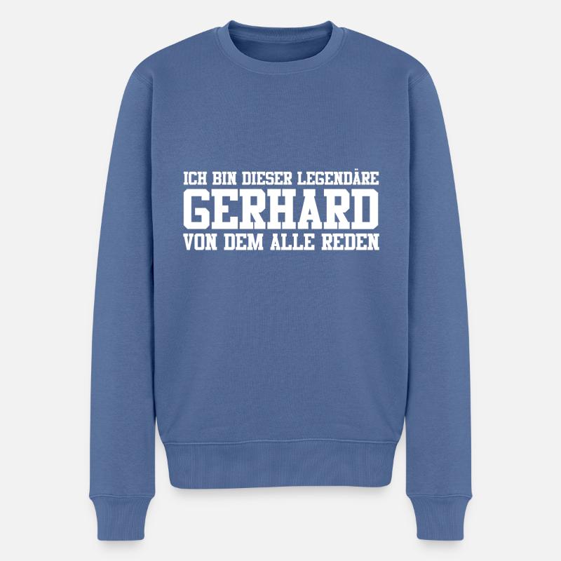 Gerhard Name Design - Männer Premium Bio Pullover - Taubenblau
