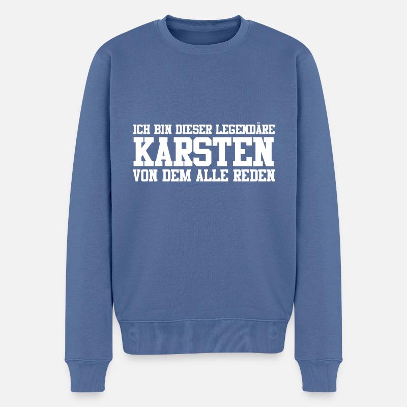 Karsten Name Design - Männer Premium Bio Pullover - Taubenblau