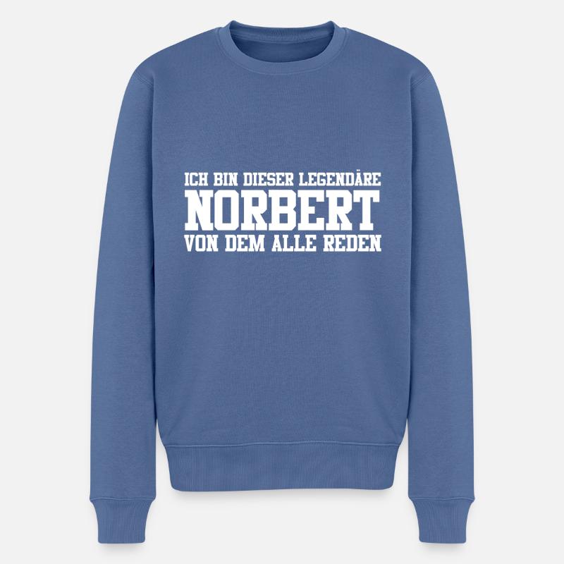 Norbert Name Design - Männer Premium Bio Pullover - Taubenblau