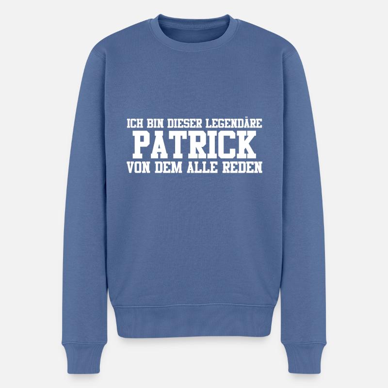 Patrick Name Design - Männer Premium Bio Pullover - Taubenblau