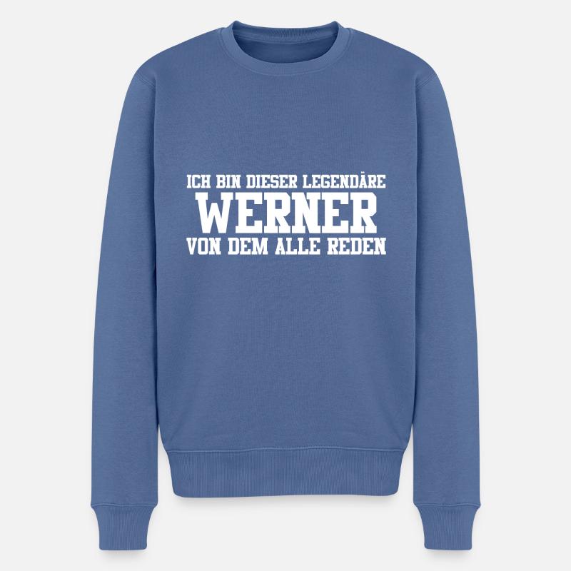 Werner Name Design - Männer Premium Bio Pullover - Taubenblau