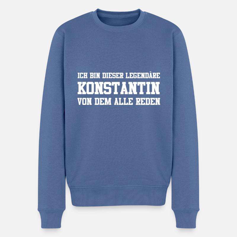 Konstantin Name Design - Männer Premium Bio Pullover - Taubenblau