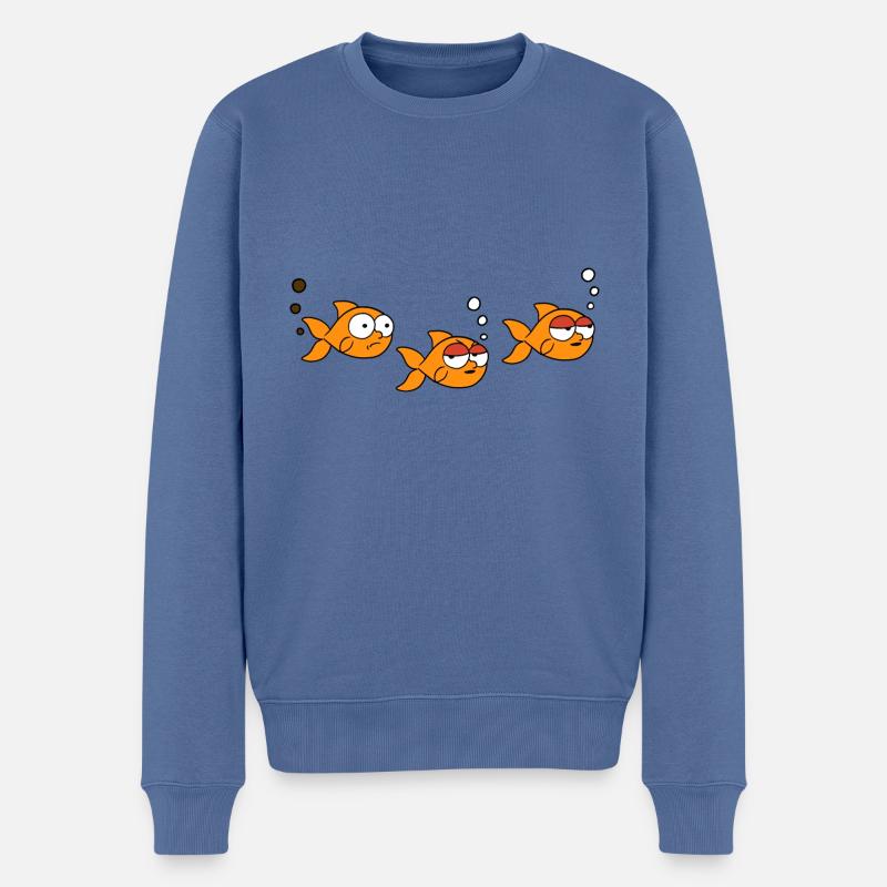 3 Poisson - Pull Premium bio Homme - bleu pigeon