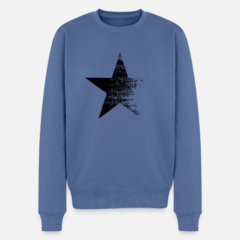 Schwarzer Stern im used look Design Musik TV-Star - Männer Premium Bio Pullover - Taubenblau