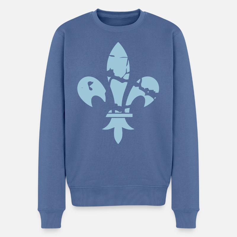 Lilie - Lilienblüte (Fleur-de-Lis) HERALDIK - Männer Premium Bio Pullover - Taubenblau