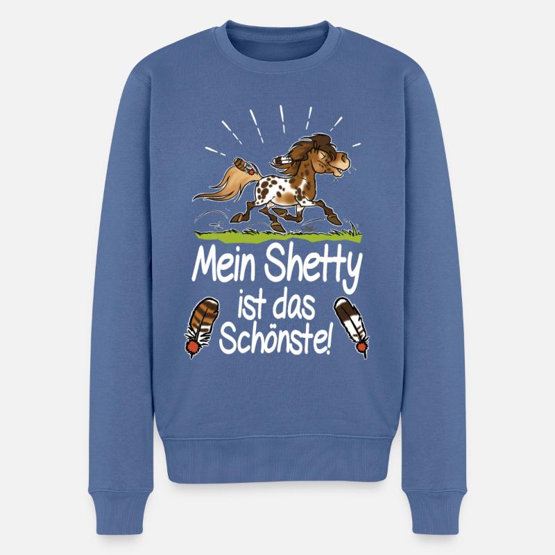 Mein Shetty das Schönste (Text weiss) - Männer Premium Bio Pullover - Taubenblau