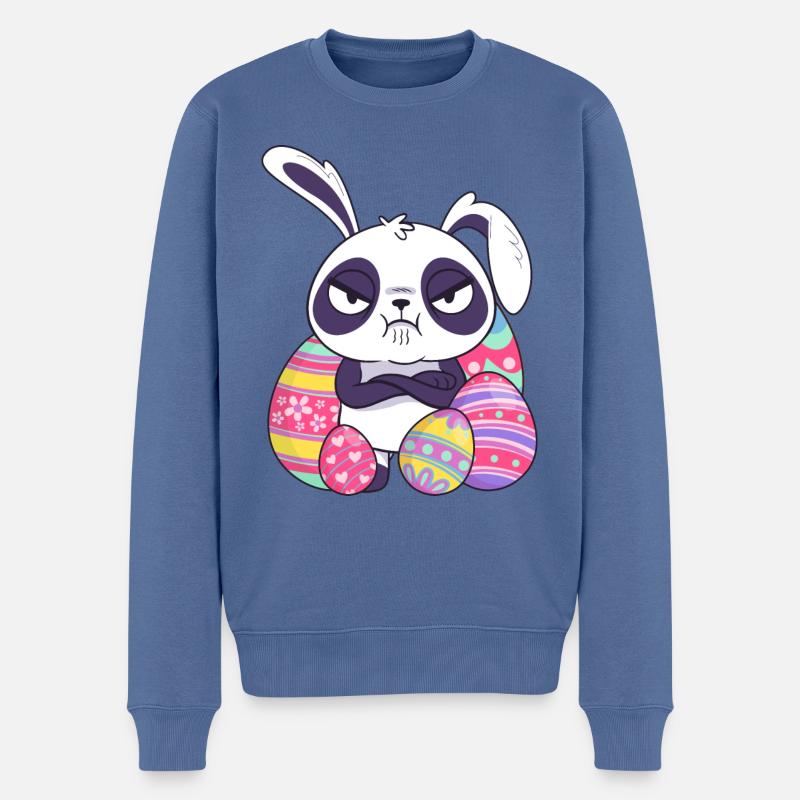 Osterhase Panda - Männer Premium Bio Pullover - Taubenblau