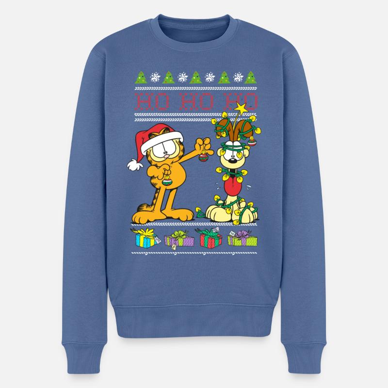 Garfield Et Odie Noël Hohoho - Pull Premium bio Homme - bleu pigeon