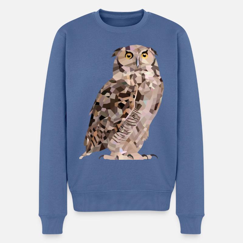 Eule im Polygon Design - Männer Premium Bio Pullover - Taubenblau