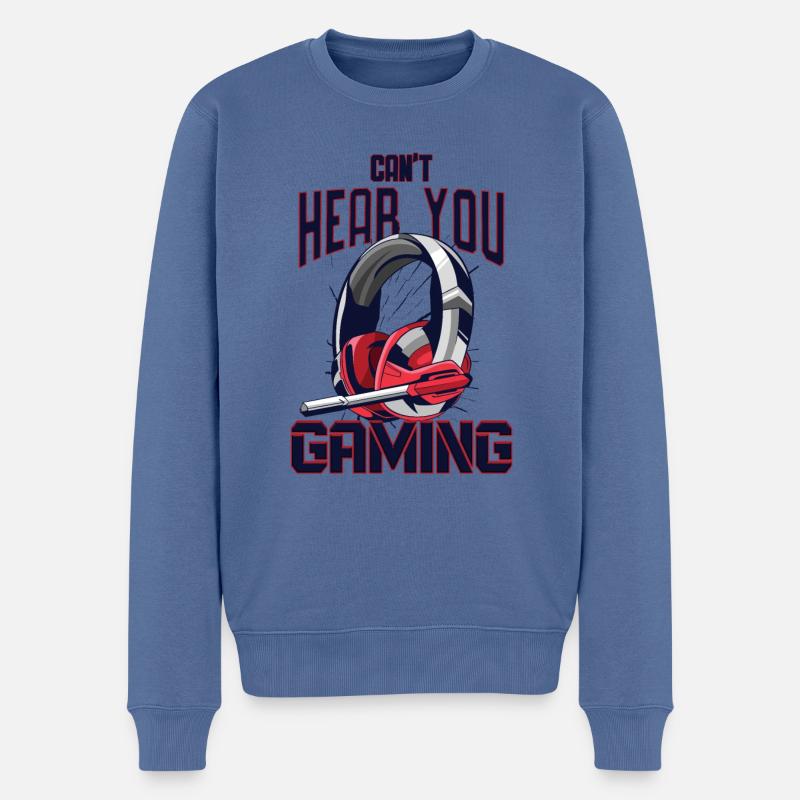 Conception de jeu avec casque - Pull Premium bio Homme - bleu pigeon