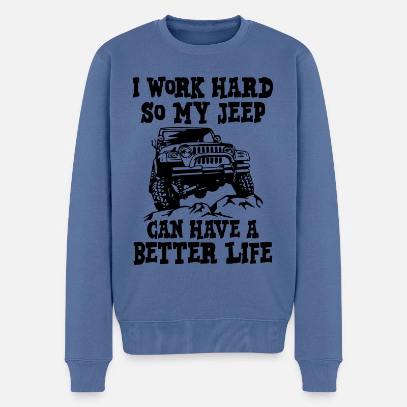I work hard so my jeep - Männer Premium Bio Pullover - Taubenblau